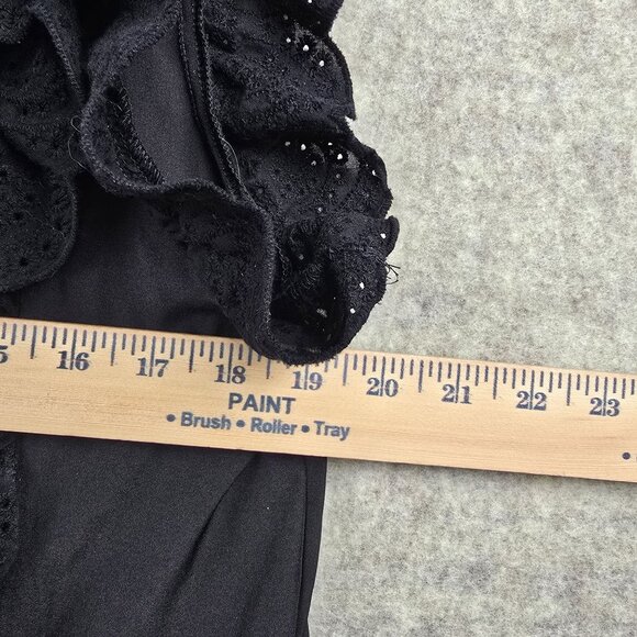 Shein Womens Ruffled Button-Front Top Black Polyester Blend Large Sleeveless - Picture 5 of 5